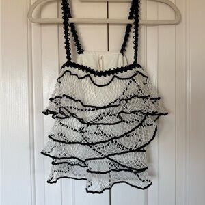 Anthropologie Black and White Mesh Camisole